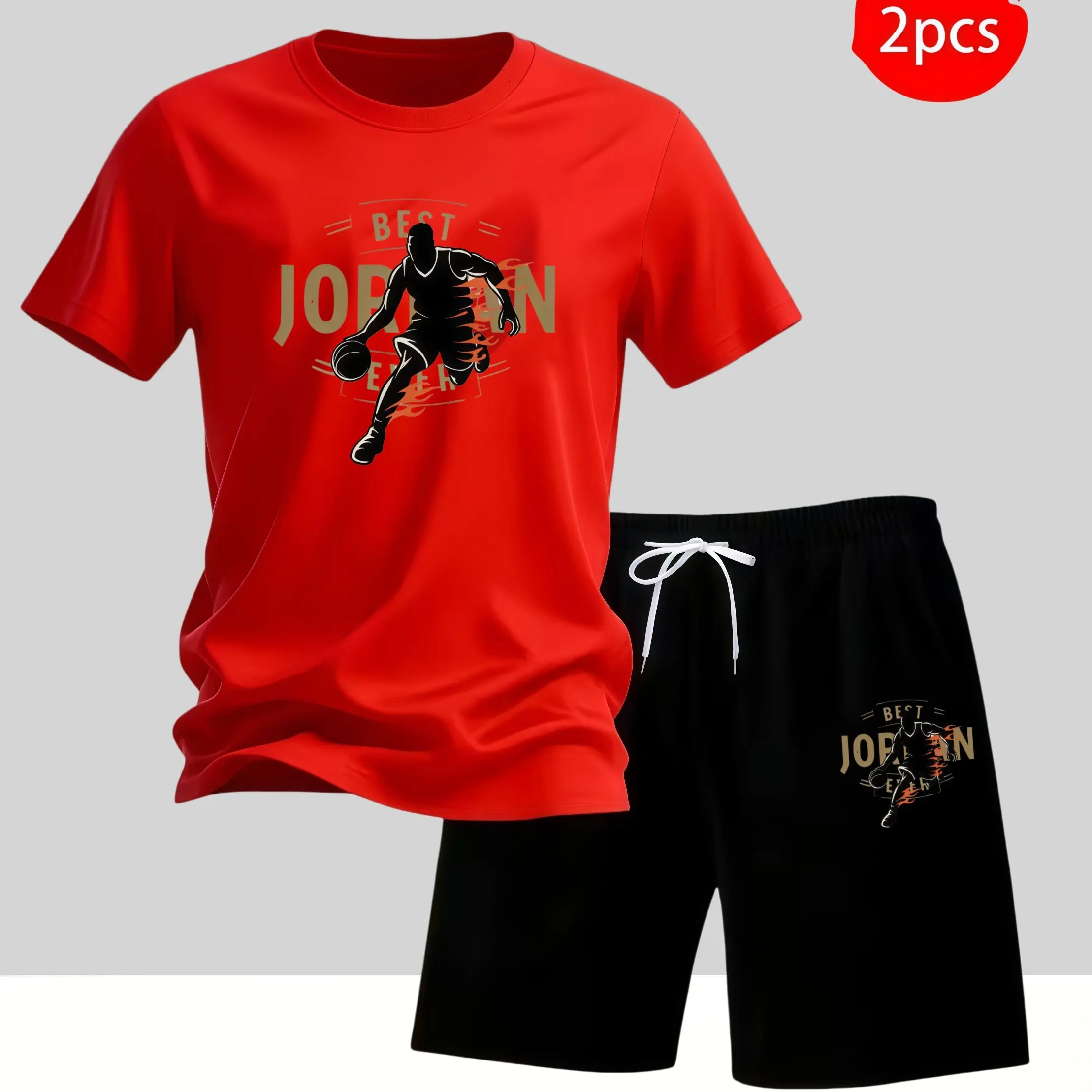 2026 Summer Men's Set Urban Casual Fashion T-shirt and Shorts High Quality Crew Neck Short Sleeve Outfits Male Daily Sportswear view 3