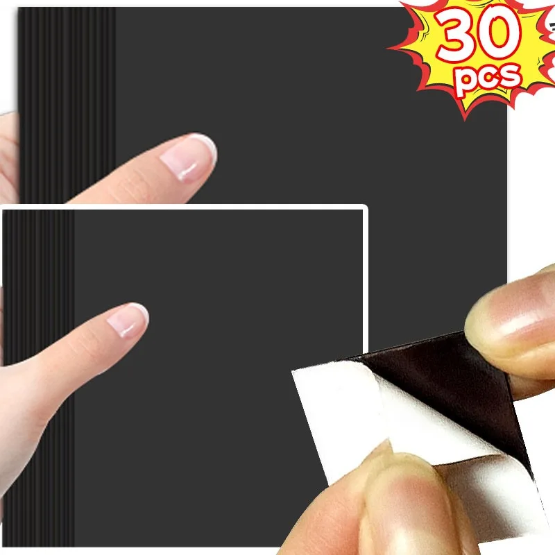 

30/5pcs Adhesive Magnet Sheet Black Matte Finish Multi Damage Freed Backing Craft Project Refrigerator Whiteboard Decor Solution