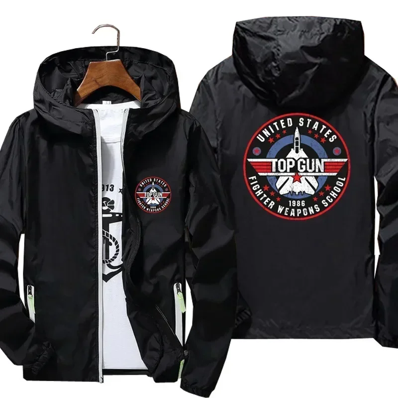 

Men's Top Gun Fighter Weapons School Maverick Goose Spring Summer Hooded Streetwear Jacket Thin Reflective Windbreaker Coat