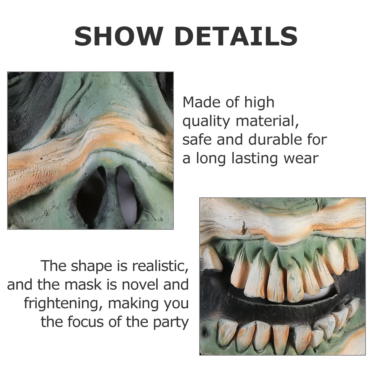 Halloween Horror Masker Eng Kwaad Gezicht Kostuum Groene Kleur Volledige Kleding Volwassen Grootte Wearable Party Props Schoonheid Speelgoed