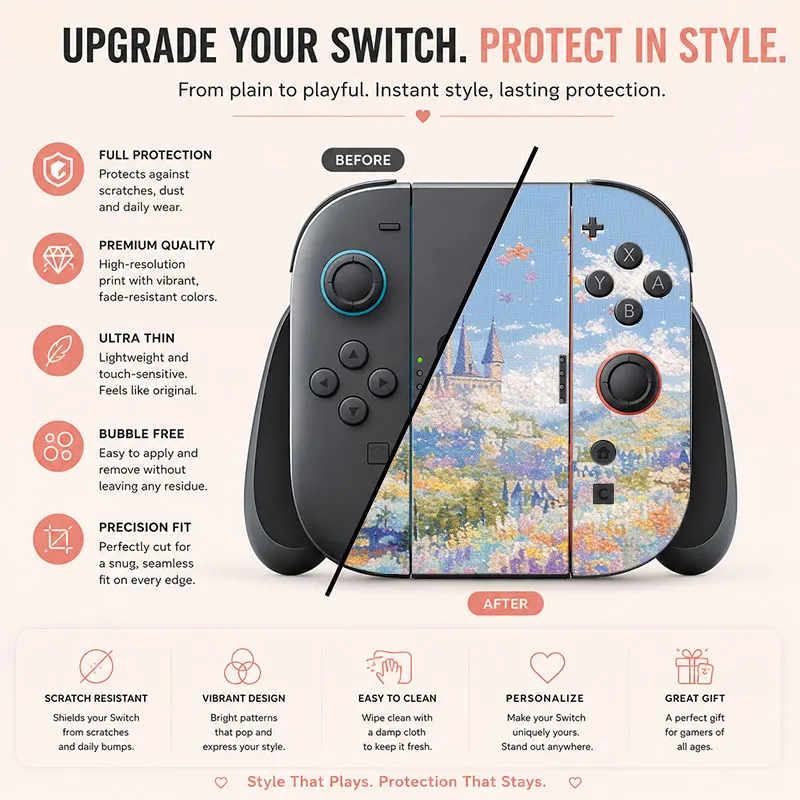 Creative pattern SWITCH game console protective film, with natural touch and comfortable feel, featuring personalized designs