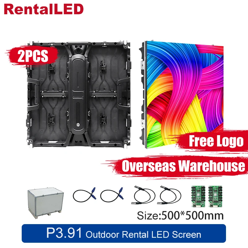 2PCS Outdoor Rental LED Video Wall Stage Church LED Screen Background P3.91 500x500mm Seamless Splicing RGB LED Display Screen