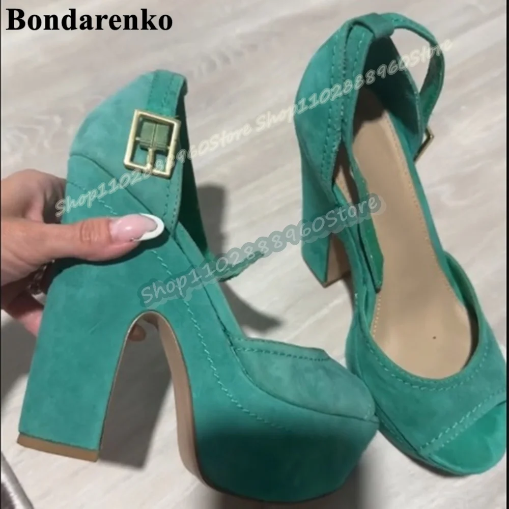 

Trendy Solid Flock Platform Casual Sandals Chunky High Heel Shoes For Women Ankle Buckle Strap Open Toe 2026 Zapatos Para Mujer