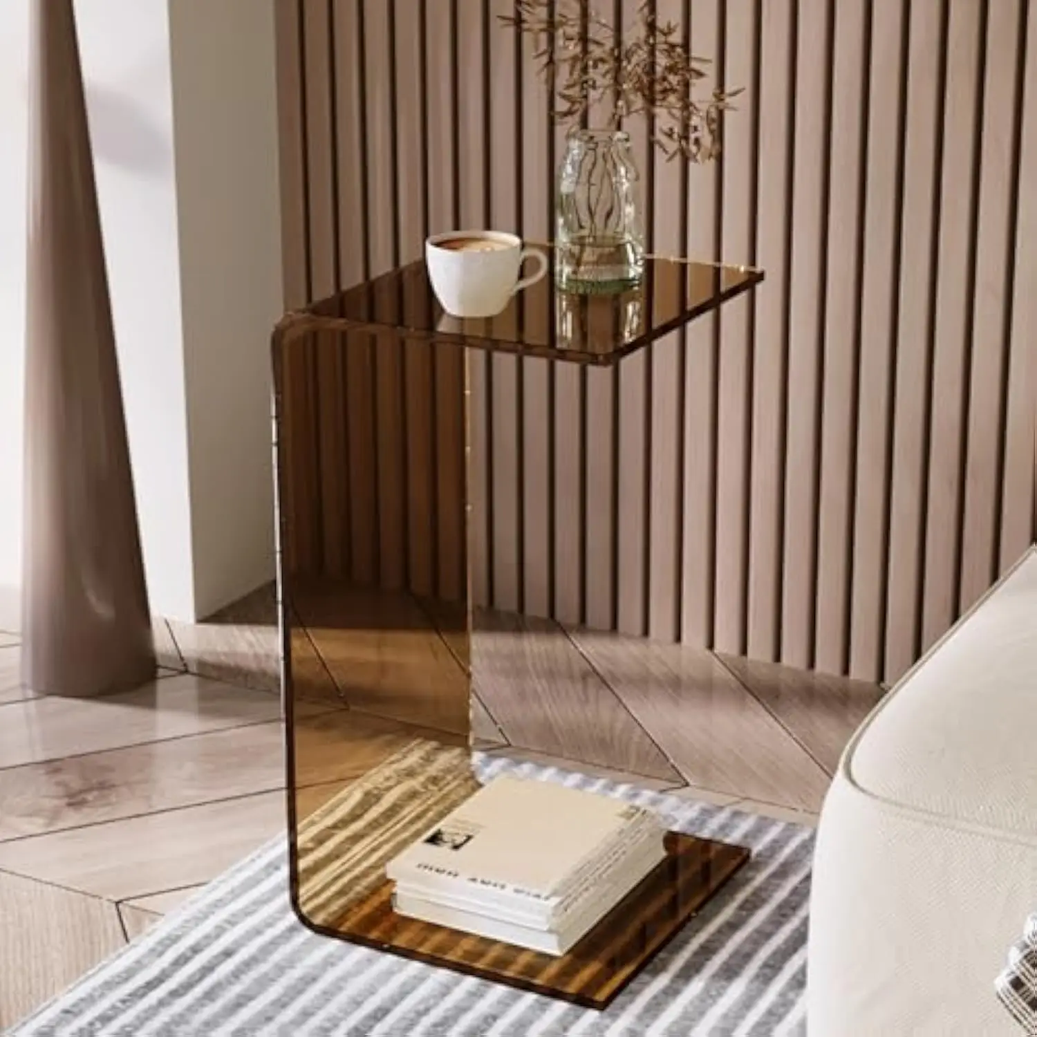 

Acrylic End Table, C Shaped Sofa Side Table, Small Coffee Table for Living Room, Bedside Table for Bedroom