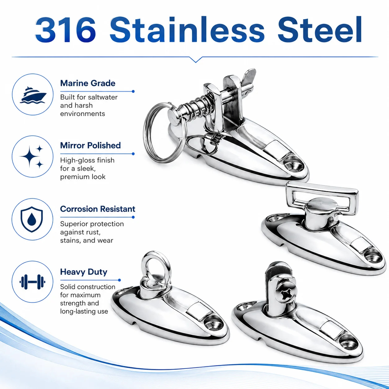 316 Stainless Steel Hinge 360° Rotatable Fixed Base Boat Awning Accessories for RV, Yacht Home Furnishing Hardware Tools