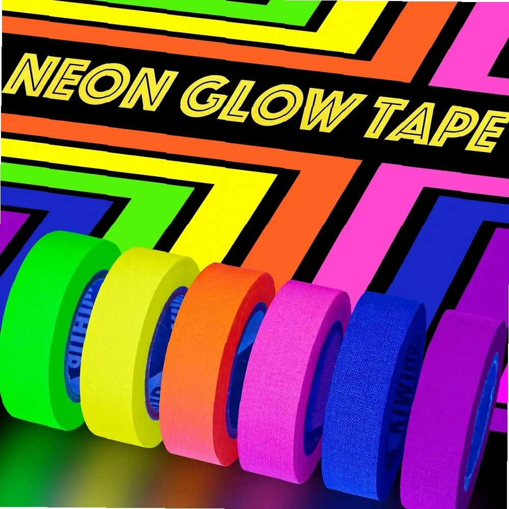6 Rolls Neon Gaffer Tape 0.6in x 16.5ft, No Residue, Matte Finish, Multi-Color Set for Stage, Sports, DIY Crafts