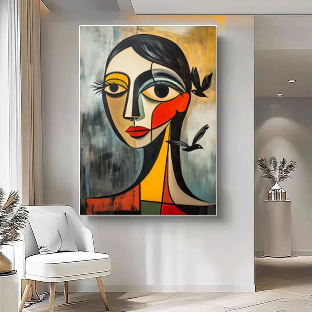 Modern Bohemian Girl Pattern Abstract Figure Oil Painting On Canvas Hand-Painted Wall Art For Living Room Decor Picture Mural