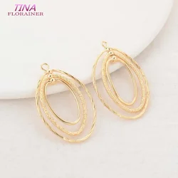 4PCS 23x37MM 14K Gold Color Brass Round Charms Pendants Jewelry Making Supplies Diy  Necklace Earring Findings Accessories