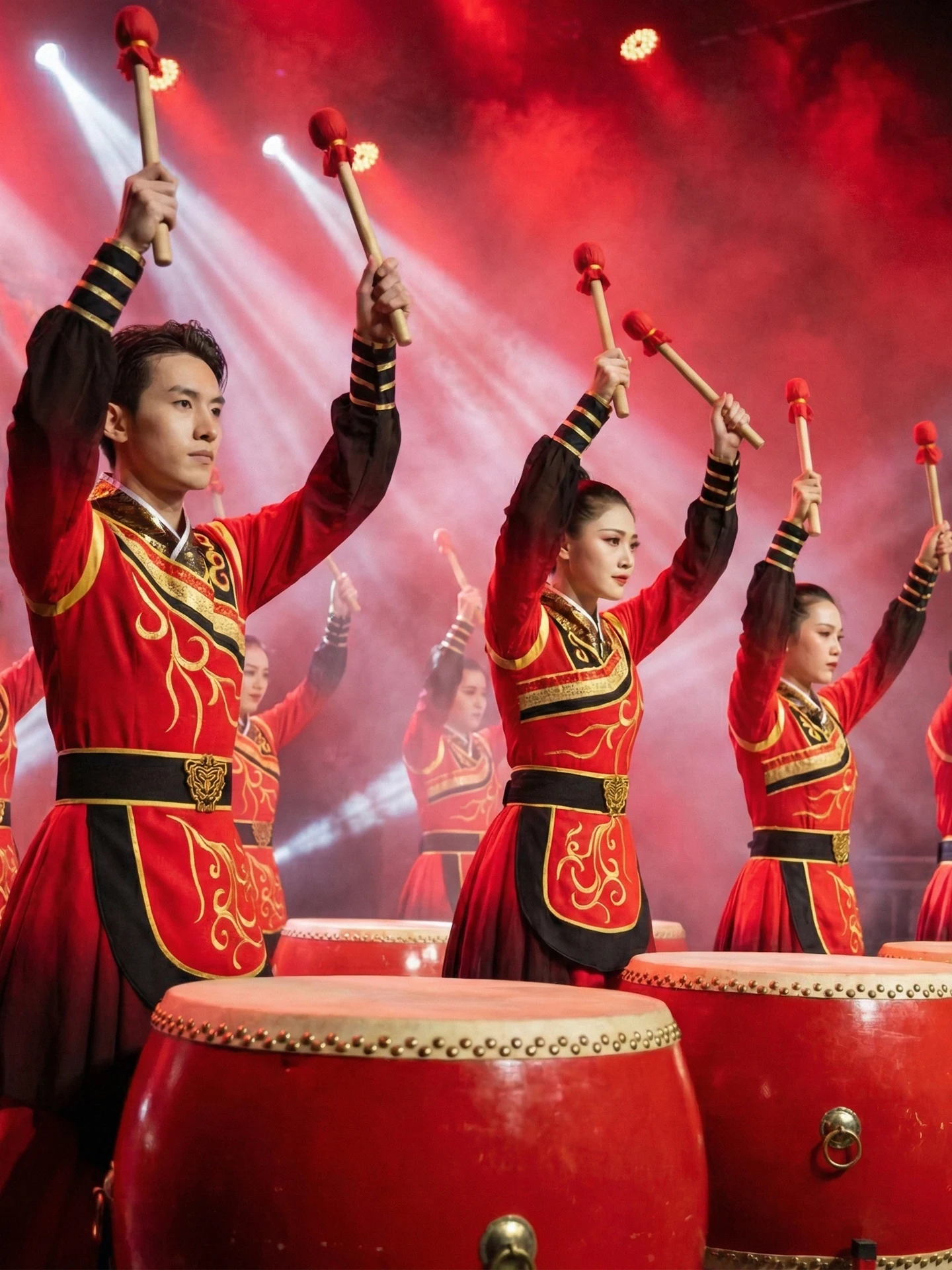

2026 New Adult Men Women Waist Drum Performance Costume Opening Dance Drumming ow Gongs Big Drumming Performance Ethnic Sta...
