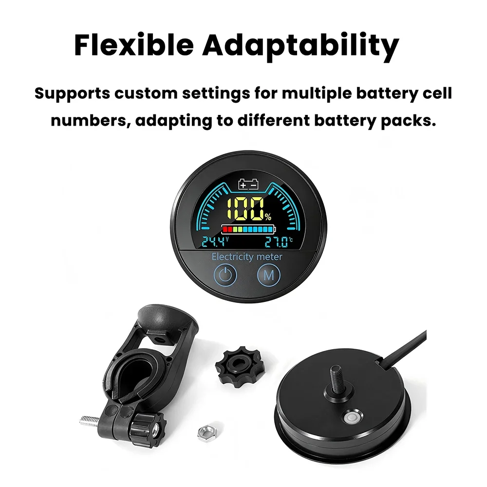 DC 7-100V Waterproof Circular LED Digital Voltage and Charge Level Indicator 2-Wire Voltmeter Tester for Car Motorcycle Boat - view 5