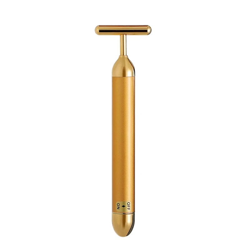 24K Gold Roller Vibrating Facial Massager Slimming Skin Beauty  Pulse Firming Face Massage Lift Tightening Wrinkle Bar