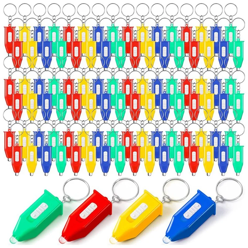 100 Pcs Mini Keychain Flashlight LED Flashlight Keychain For Emergency Hiking Camping Party Favors Outdoor Equipment Durable