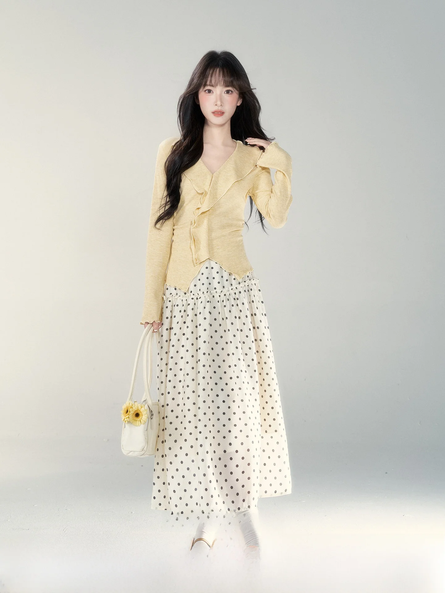 

Женский вязаный желтый топ Ele, весна 2026, новинка, с эффектом утяжки на талии, красивый, модный, для женщин