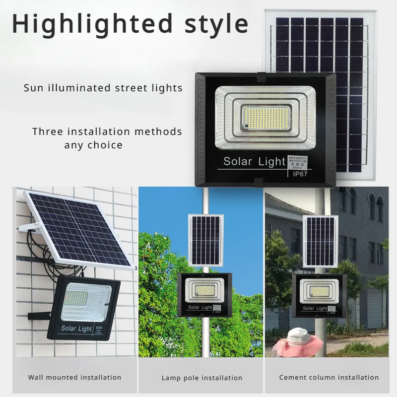 

New Home Solar Outdoor Waterproof IP67 Courtyard Light Volt High Power Projection Ultra Bright Remote Control Street Light