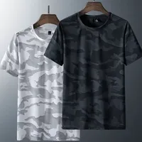 Summer Ice Silk Mesh Sports Short Sleeves Men's Loose-fit Quick Dry Casual T-shirt Breathable Trendy Camouflage Top