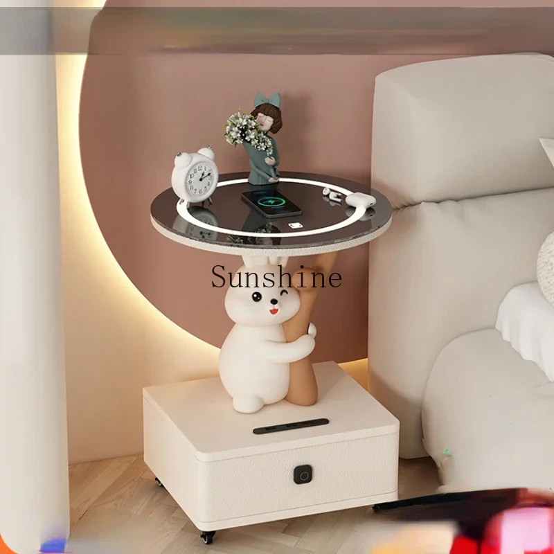 

Creative fashion fingerprint lock with wheel to move the bedside table