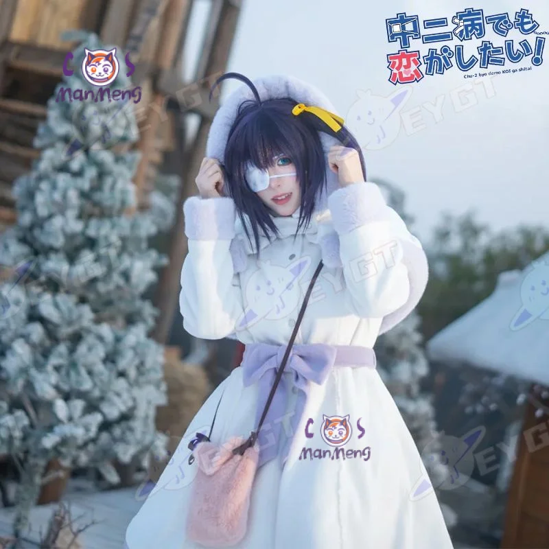 تاكاناشي ريكا أنيمي الحب Chunibyo الأوهام الأخرى تأثيري حلي معطف الشتاء الدافئ الحلو الفتيات هالوين كرنفال موحدة جديدة