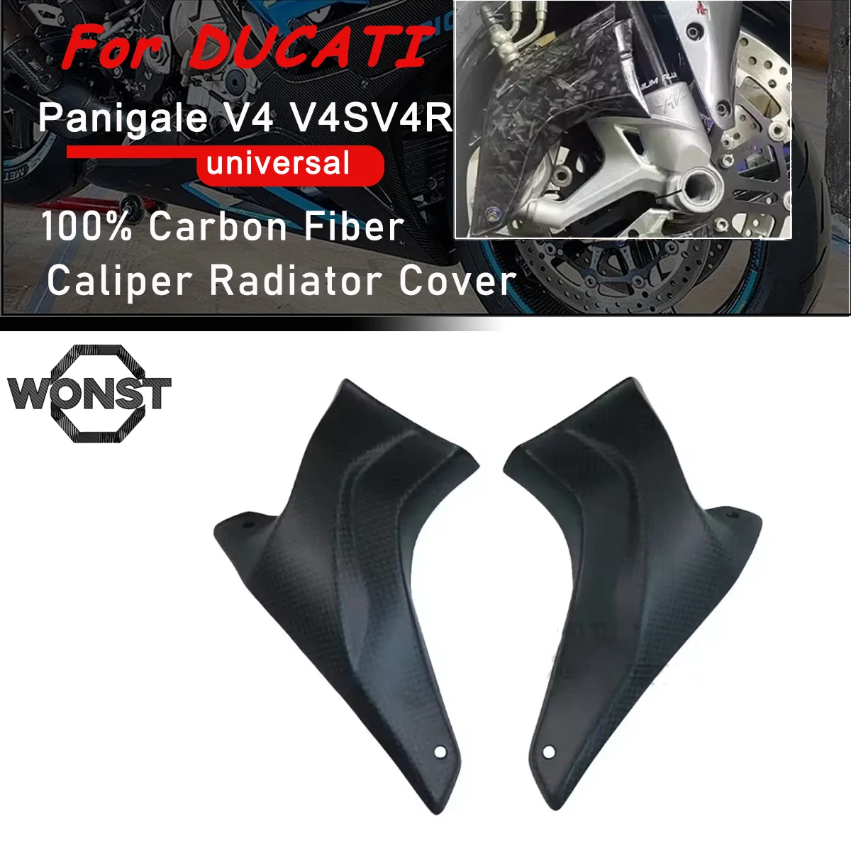

Universal Motorcycle Carbon Fiber Brake Disk Cooler Air Duct Front Caliper Radiator Cover For DUCATI V4 KAWASAKI H2 S1000RR MT09