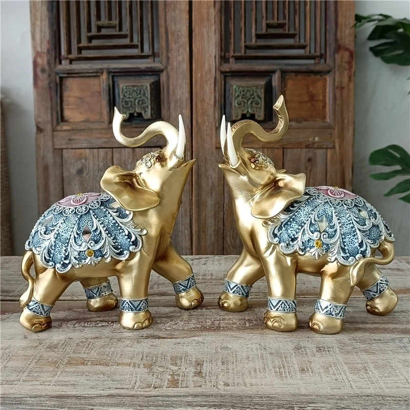 

Dressed Elephant Couple Figurine Handmade Resin Gala Parade Elephant Miniature Ornament Craft Valentine's Day Decor Wedding Gift