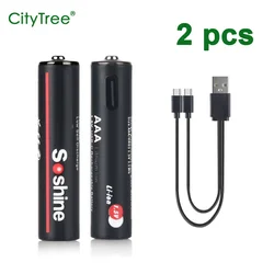 CityTree AAA Rechargeable Battery 1.5V Li-ion 1100mWh 1.5 Volt Lithium 3A Batteries with Type-C Cable for Toys Clock Flashlight