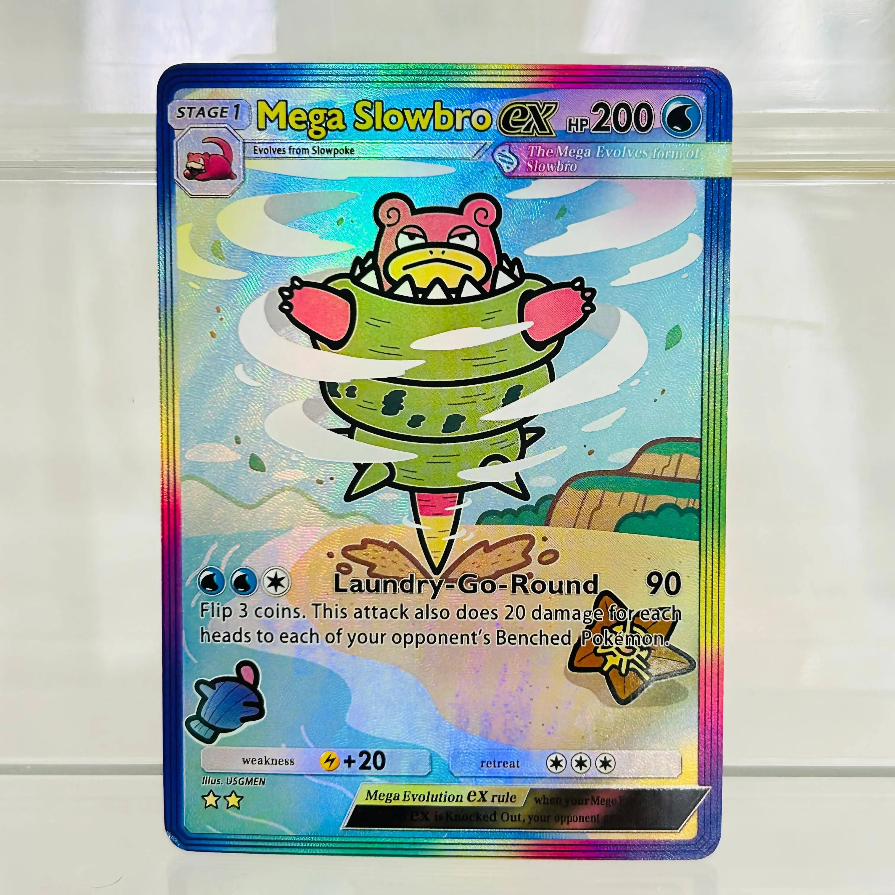 

Pokemon Mega Slowbro ex English DIY Card with Holographic Texture, Perfect Condition Premium Anime Collection Card