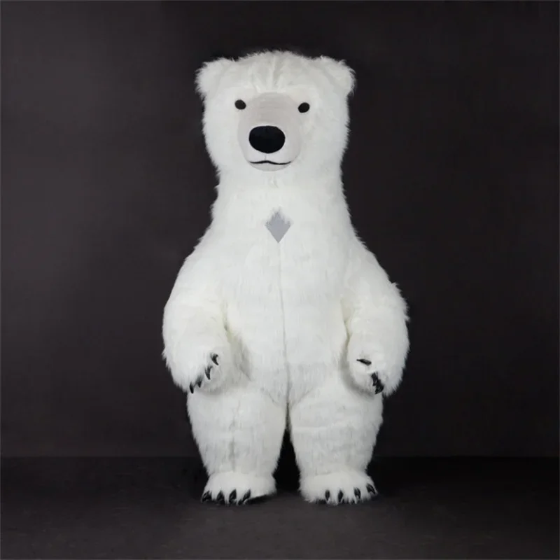 300CM Cosplay Air Inflatable Polar Bear Mascot Costume for Advertising Wedding Customize Mascot Costume Animal Costume White