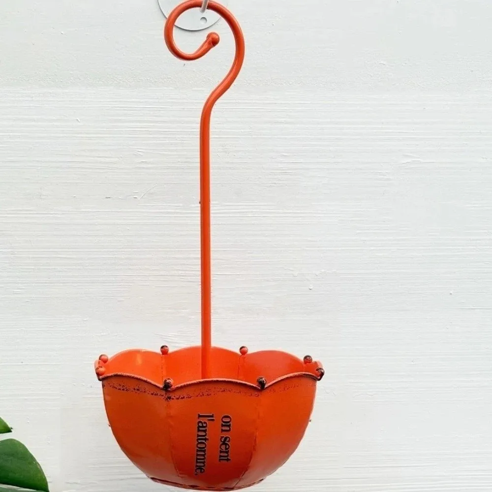 

Vintage Umbrella Planter European Styles Decorative Wall Mounted Planter Farmhouses Iron Hanging Flower Pot Garden Decor