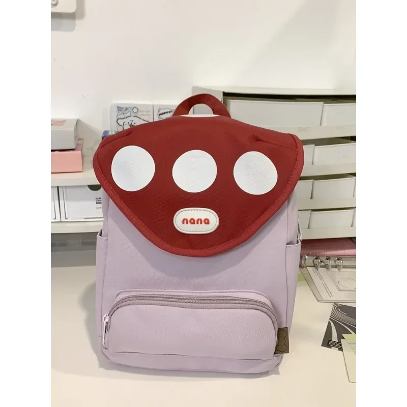 Mushroom Shape Color Matching Waterproof Nylon School Bag Zipper Sewing Backpacks 2024 Hot Sale Bags for Women Bolsas Femininas