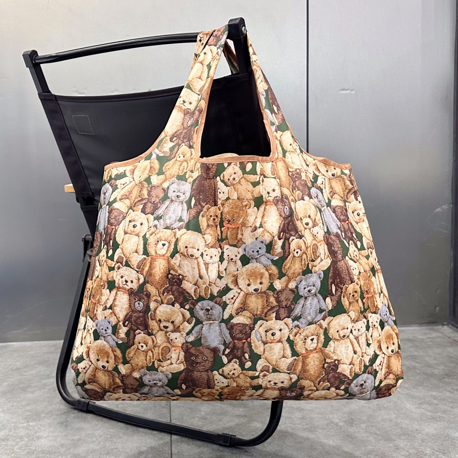 حقيبة يد ذات سعة كبيرة، قابلة لإعادة الاستخدام، محمولة وصديقة للبيئة، حقيبة تسوق خفيفة الوزن، نمط مطبوع، قابلة للطي في الهواء الطلق، حقيبة سفر للتخييم