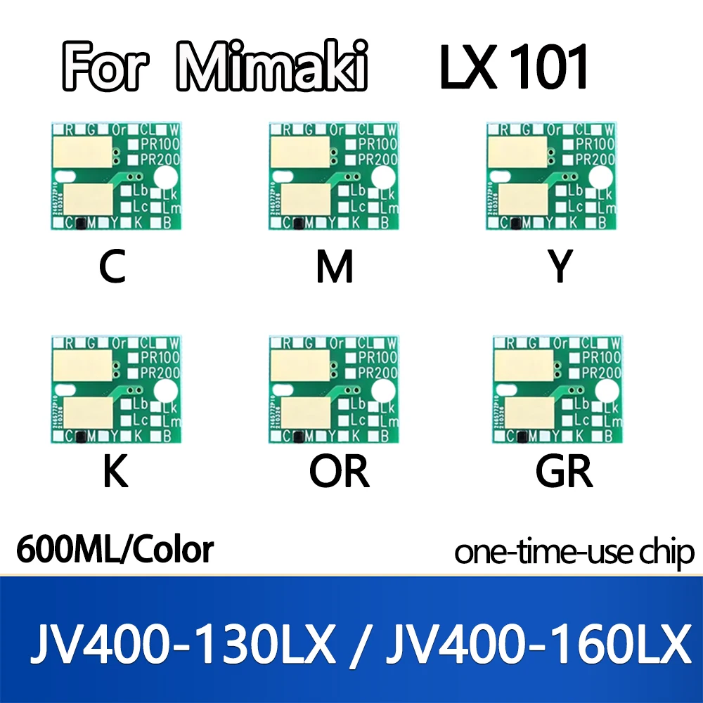 

600ML LX101 LX 101 Ink Chip for Mimaki JV400-130LX JV400-160LX Ink Bottle disposable chip C K M Y OR GR