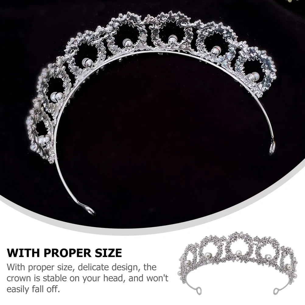 

Delicate Pearl Alloy Headbands Bridal Hair Accessories Rhinestone Wedding Crown For Women Christmas Party Prom Costume Girl