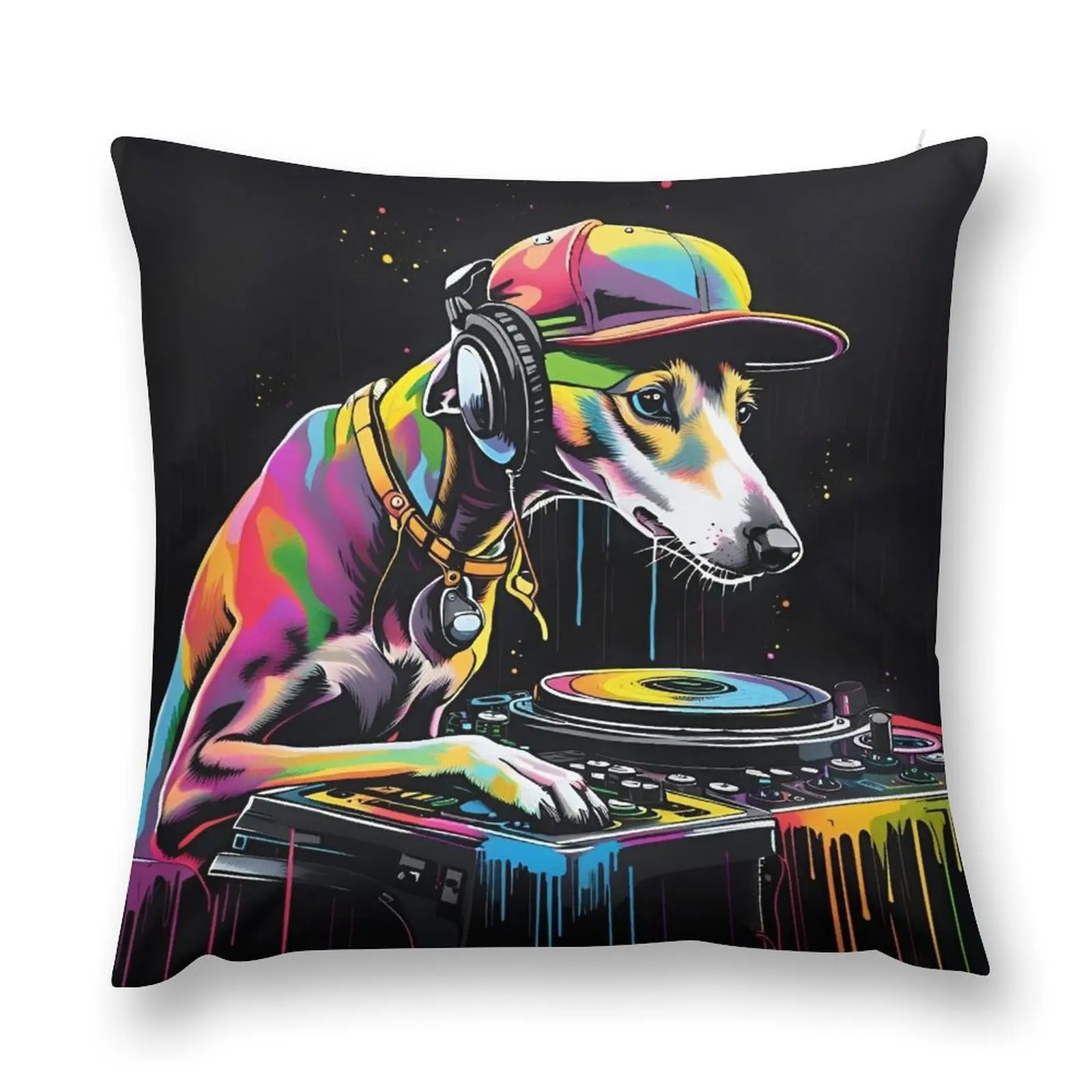 

Cool Whippet as a DJ on Mixing Decks Throw Pillow Decorative Cover For Living Room Pillowcase Cushion pillow