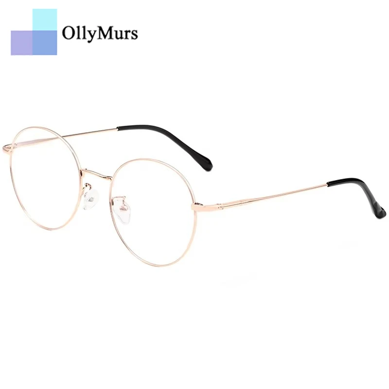OLLYMURS للجنسين ريترو مستدير بيتا تيتانيوم خفيفة الوزن للغاية إطارات النظارات لتصحيح قصر النظر العصرية النظارات البصرية الموضة