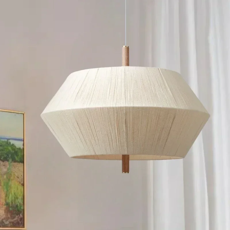 

Wabi Sabi Hemp Rope Rattan Led Pendant Light for Living Room Dining Room Bar Hotel Wood Chandelier Hanging Lamp Fixture Decor