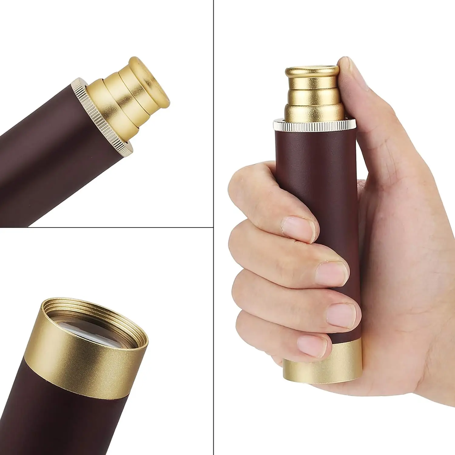 Vintage Pirate Style Monocular Telescope 25x30 Zoomable Pocket Mini Spyglass for Travel Hunting Games Watching Brass Collapsible