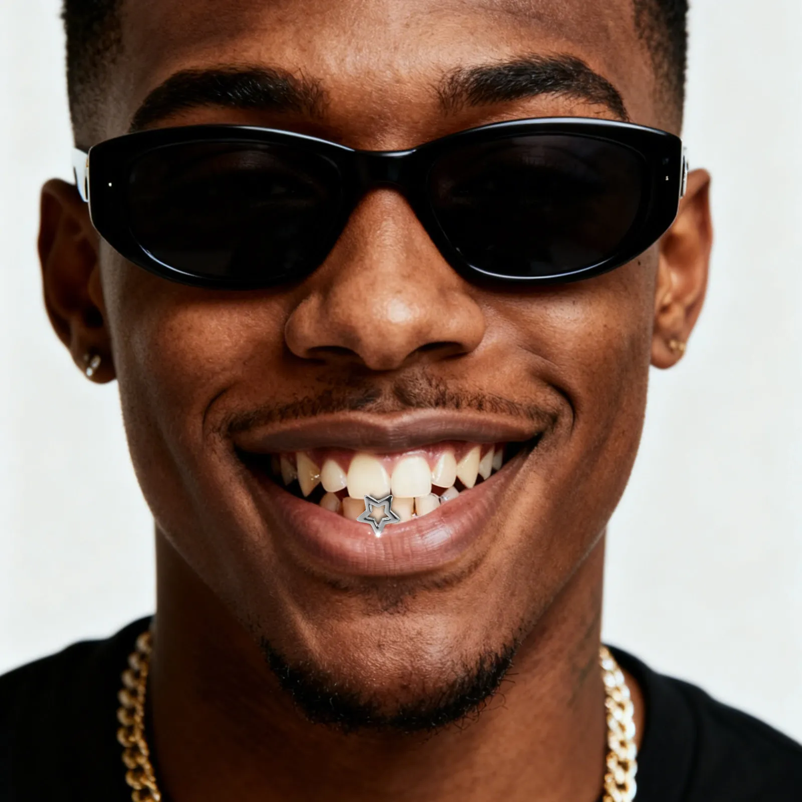2 Piezas de Capuchones Dentales de Metal Plateado con Diseño de Estrella para un Solo Diente, para Disfraces de Raperos de Hip Hop, Cosplay, Fiestas, Carnaval, Accesorios para Fotos