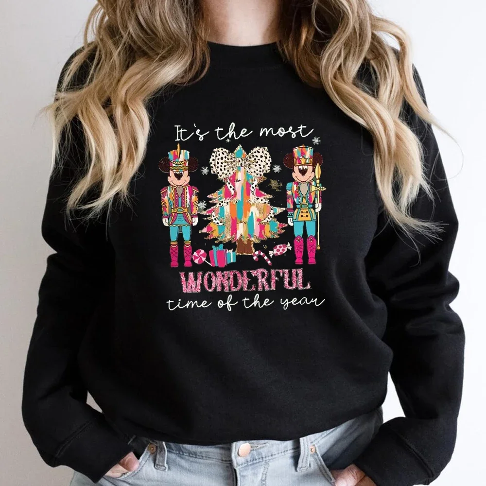 Colorful Christmas Colorful Coquette Glitter Christmas Tree Nutcrackers Sweatshirt, Christmas Tree New Year Xmas Man and Woman