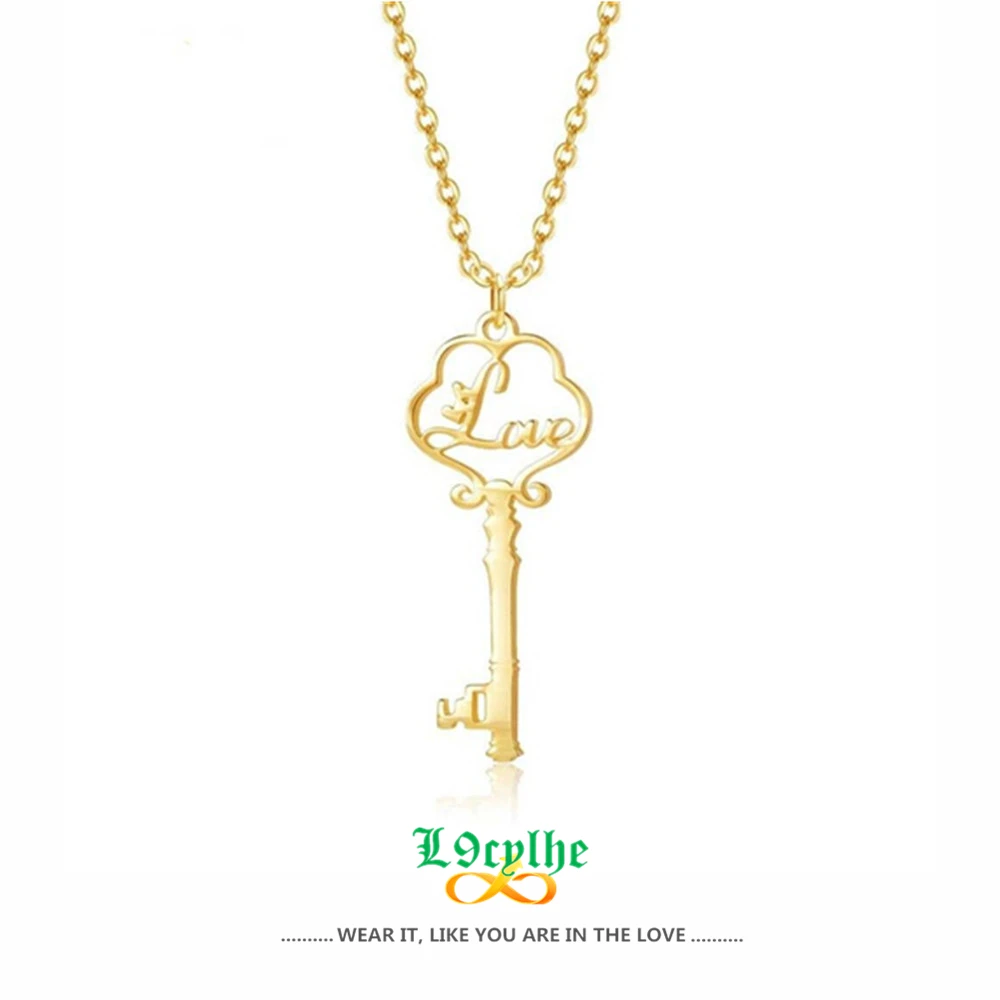 Custom Name Key Necklaces Pendants Statement Gold Necklace for Women High Quality Stainless Steel Jewelry Customized Necklaces