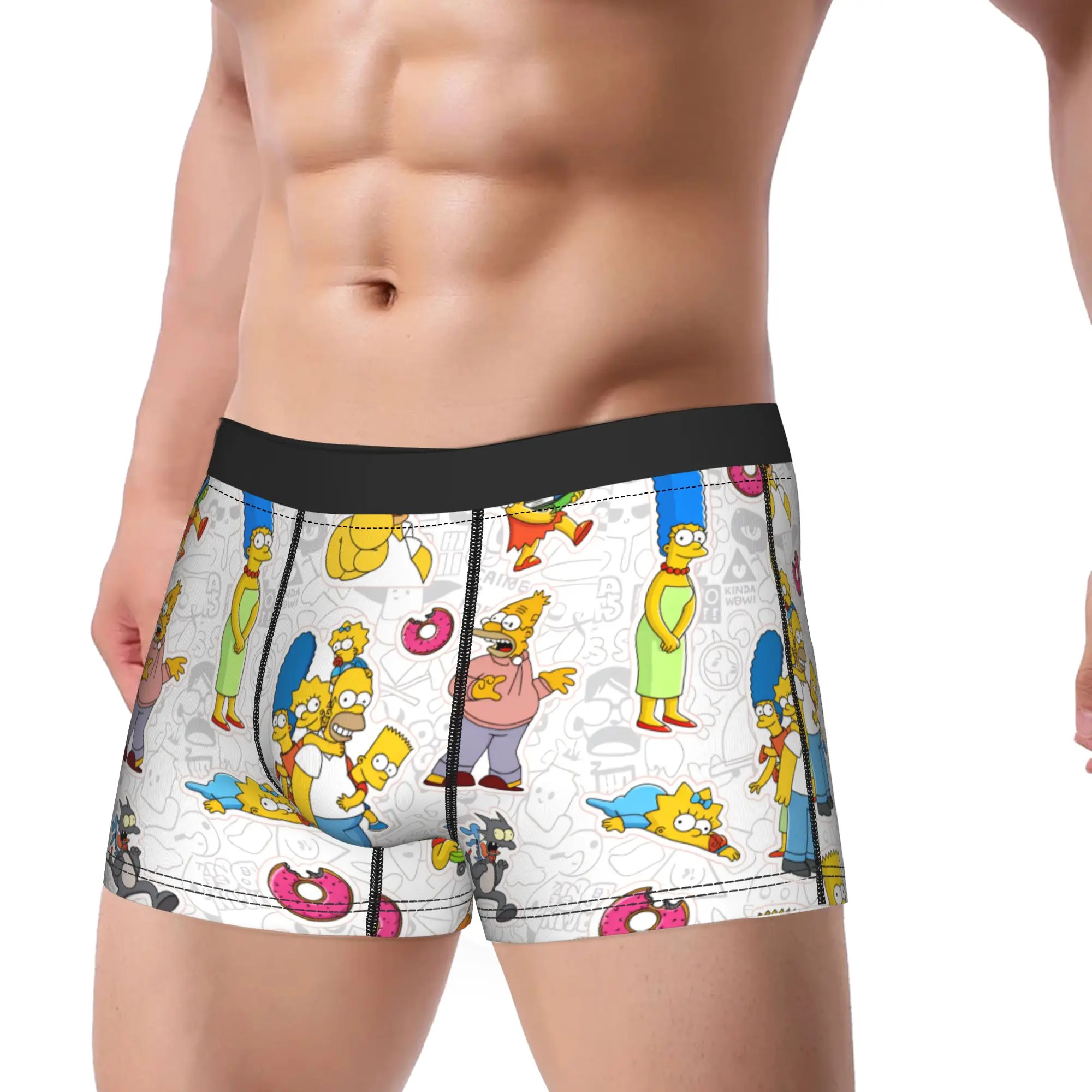 S-Simpsons Family Cartoon Boxer Shorts  3D Pouch Underwear Quality Pattern Shorts Briefs Elastic Man Underpants Plus Size