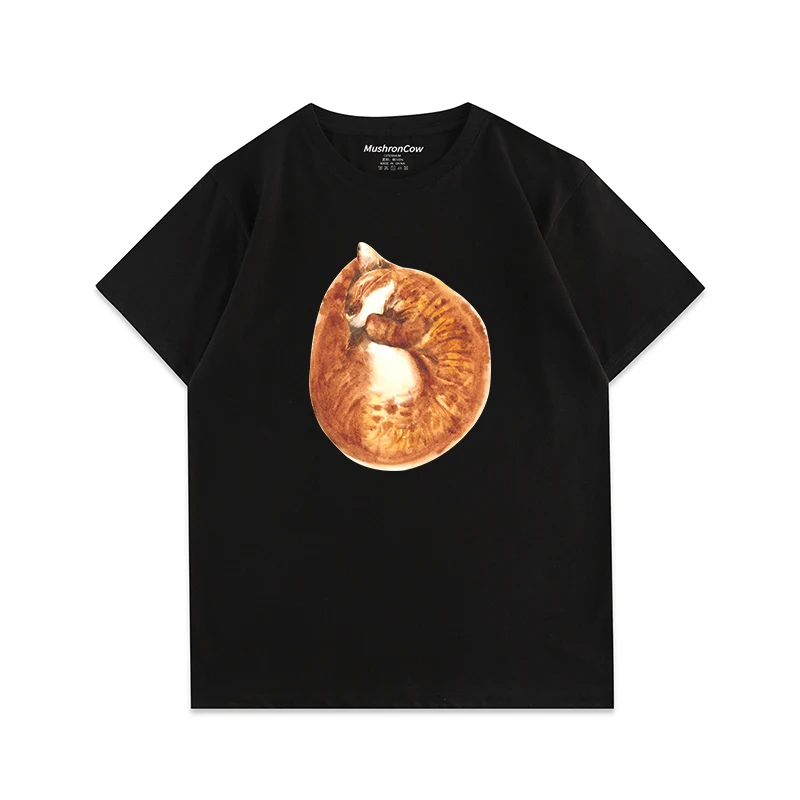 

Men's T-shirt cotton big orange cat graphic print short-sleeved T-shirt Harajuku y2k casual O-neck short-sleeved unisex