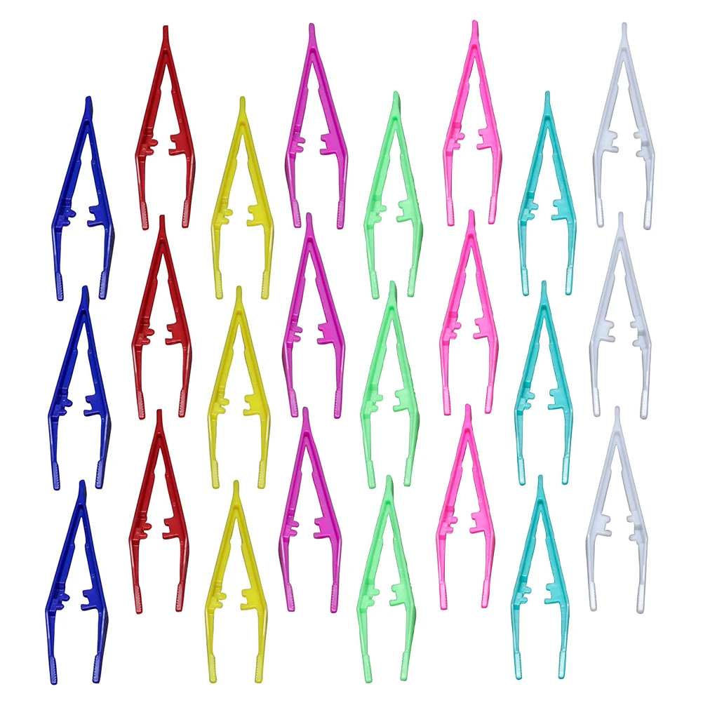 플라스틱 메이크업 핀셋 24개 일회용 속눈썹 연장용 눈썹 애플리케이터 보관용 빗 케이스 포함