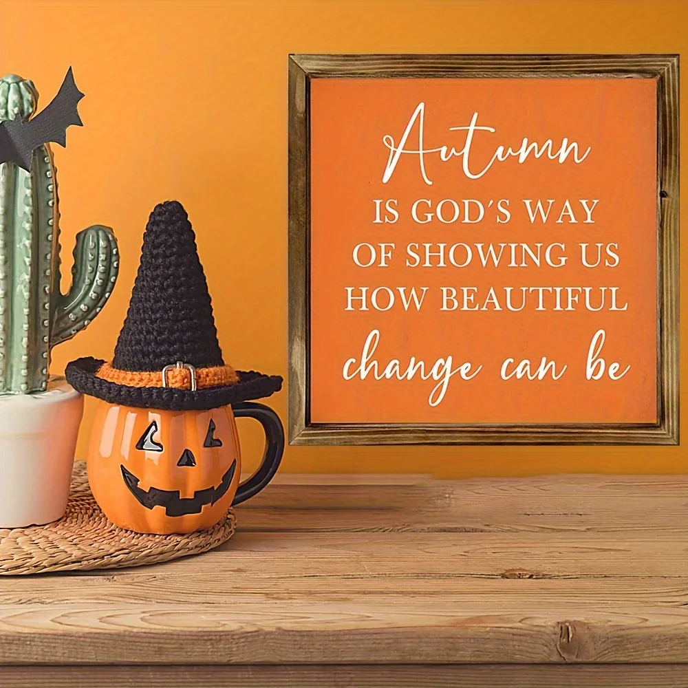 1 قطعة 20 سنتيمتر × 20 سنتيمتر مؤطرة علامة الخريف ، "الخريف هو طريقة الله..." ملهمة إقتباس ديكور ، الخريف - تحت عنوان جدار الفن للمنزل #4