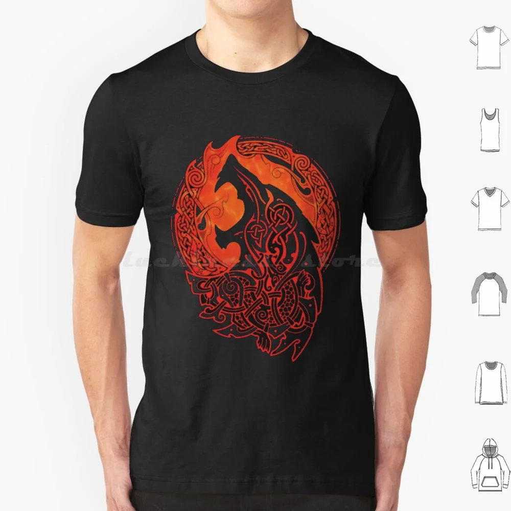 Fenrir T Shirt Big Size 100% Cotton Fenrir Fenris Wolf Wolf Ragnarok Ragnar Ragnar Lothbrok Kids Fire Fiery Flame Rage