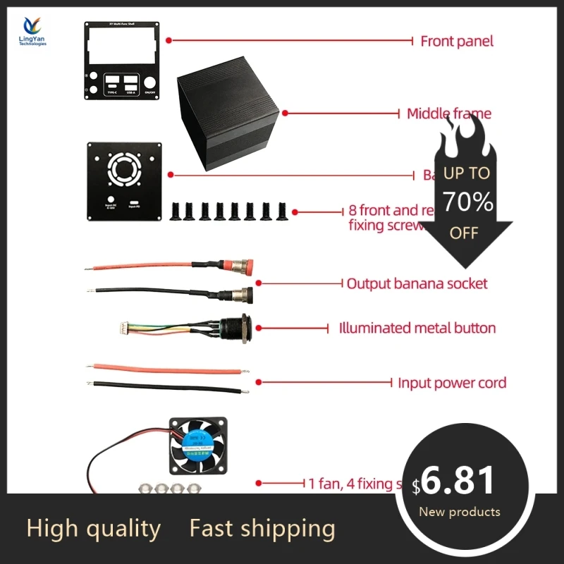 

Верхний комплект корпуса блока питания постоянного тока с полным протоколом, быстрая зарядка PD, алюминиевый сплав, изготовленный на заказ для корпуса DIY XYS3580 XYS360