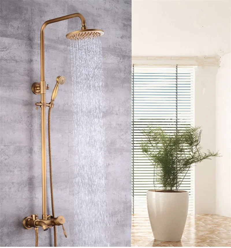 

Antique Bronze Rainfall Sets Bathroom With Tub Faucet Brass Bath & Shower Set Bathtub