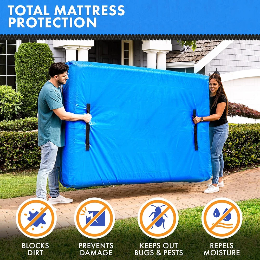 Mattress Bag for Moving and Storage,Heavy Duty Tarp Reusable Mattress Storage Bag,Easy Carrier Mattress Moving Cover Travel