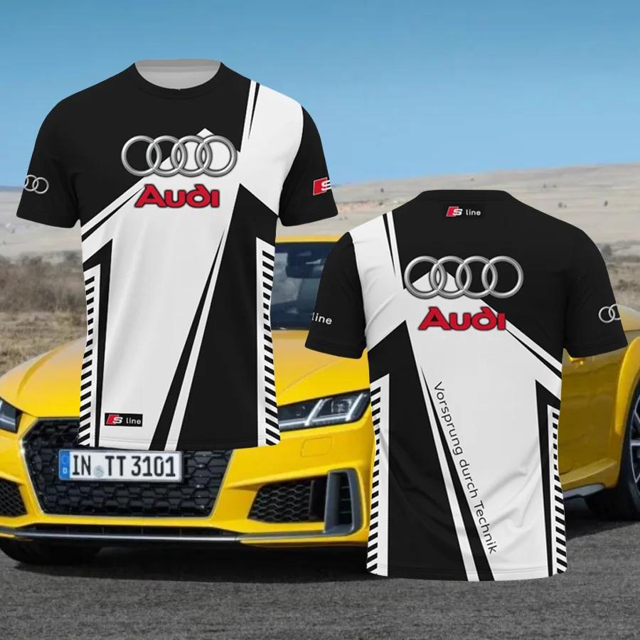 

Новая летняя футболка Audi с короткими рукавами и 3D принтом для занятий спортом на открытом воздухе, быстросохнущая, дышащая, крутая тонкая футболка из полиэстера