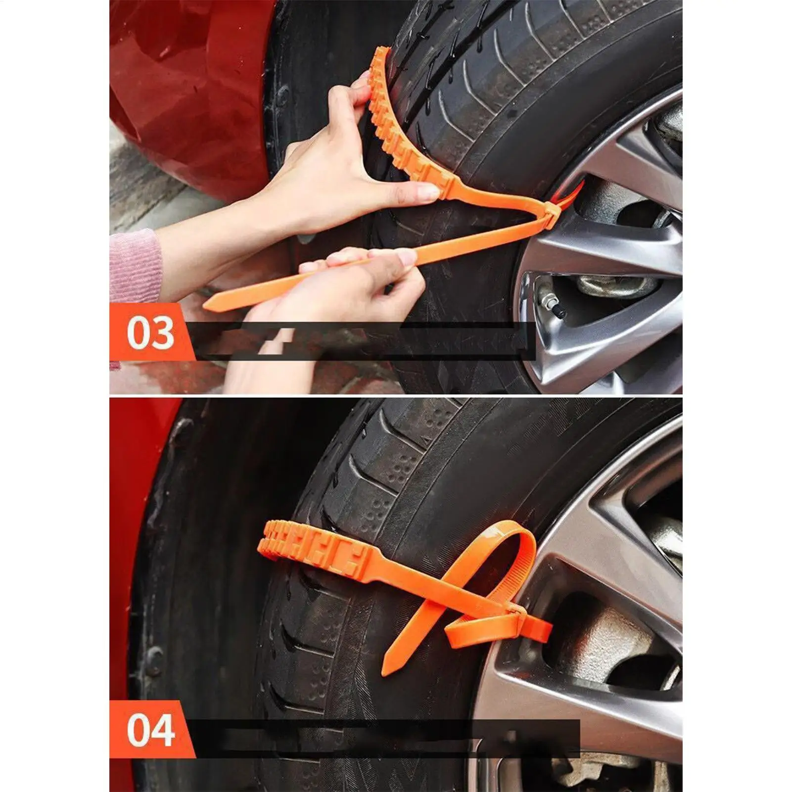 Snow Chains For Car Tires 10 Pieces Auto Winter Tire Snow Zip Ties Anti-Slip Wheel Zip Ties For Sedan SUV Truck Outdoor Winter