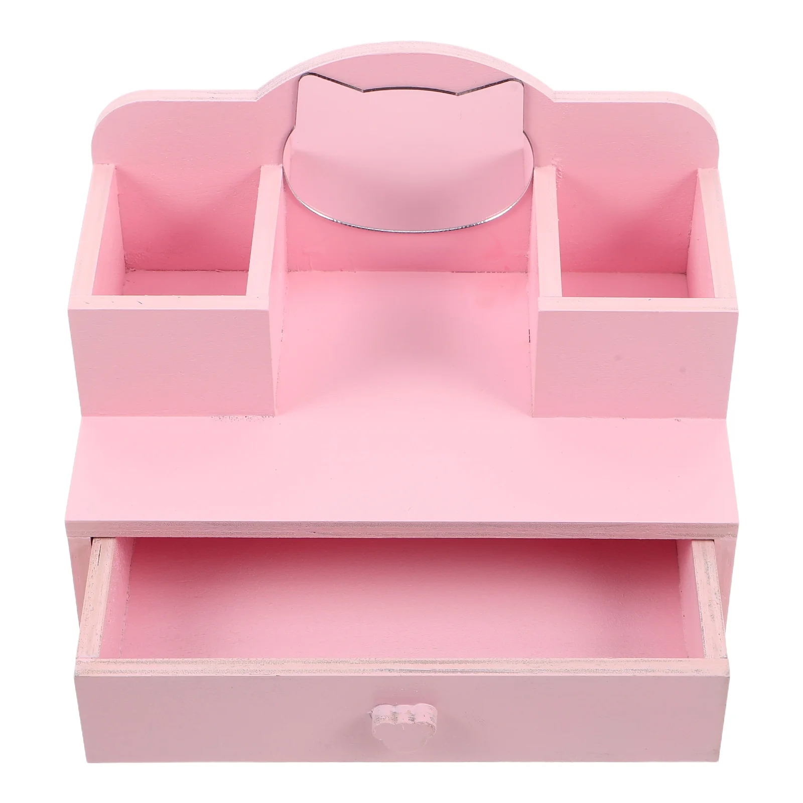 

Miniature Dollhouse Vanity Table Wooden Makeup Dressing Table Adjustable Mirror Drawers Storage Dollhouse