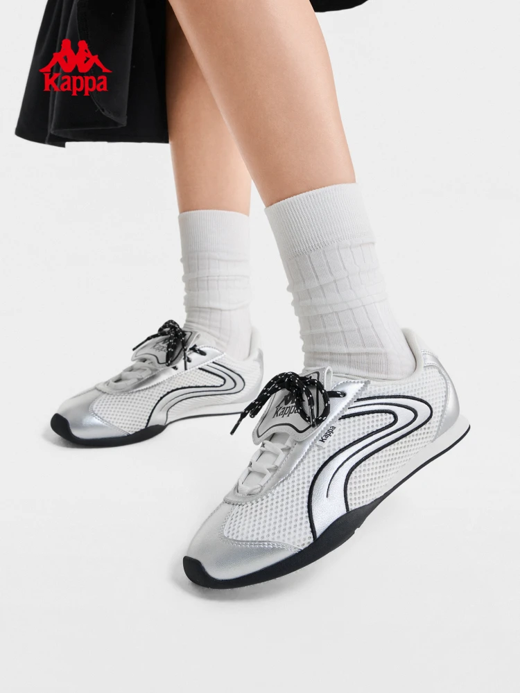 Kappa Women's Shoes Retro Silver Forrest Gump Sneakers Mesh Breathable Color-Blocking Casual Shoes for Women